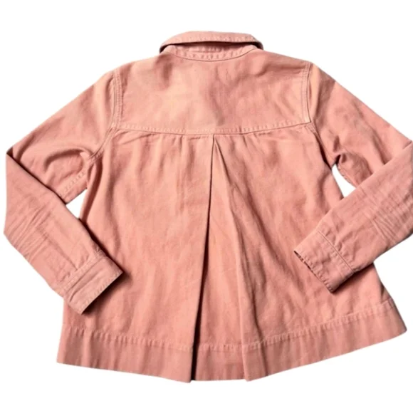 Madewell Northward Cropped Denim Jacket Blush Button Front & Cuffs Cotton Sz XXS - Picture 8 of 15